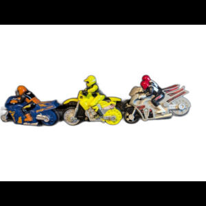 Lot 3 VNTG Hot Wheels Diecast Plastic Motorcycles W/ Riders Yellow Dirt Bike
